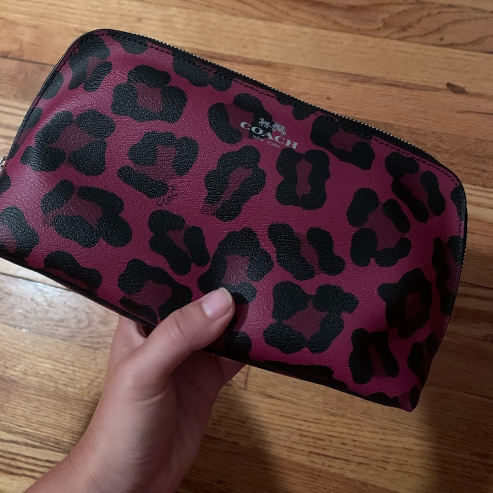 Coach Small Boxy Cosmetic Case with Cheetah Print
